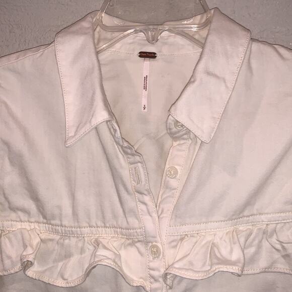 NWT Free People Samantha Ruffle Button Down Top - Picture 10 of 12